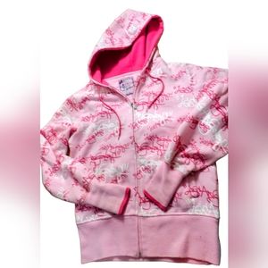 Pink graffiti zip up hoodie XL with thumb holes